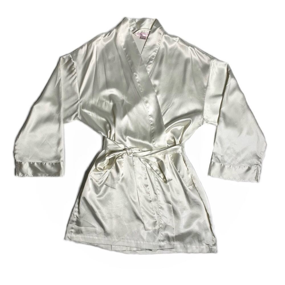 Victoria's Secret White Satin Bridal Robe w/ Pockets One size